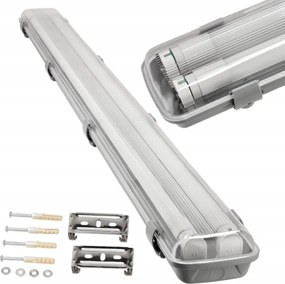 Hermetické svietidlo 120cm + 2x LED trubice vodotesné - studená biela