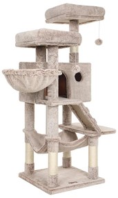 Mačací strom, škrabadlo s výhliadkami a jaskyňou, svetlohnedá farba