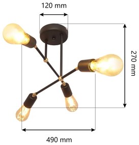 Prisadený luster ROSETTE 4xE27/15W/230V čierna/zlatá