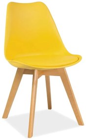 Jedálenská stolička, sedadlo čalúnené ekokožou, buk/žltá
