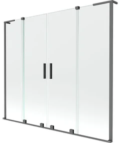 Mexen Velar L Duo, 2-krídlová posuvná vaňová zástena 180 x 150 cm, 8mm číre sklo, grafitová, 896-180-003-02-95
