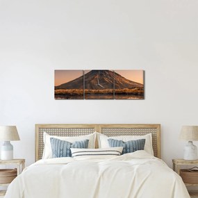 Obraz odrazu hory Taranaki, Nový Zéland (s hodinami) (90x30 cm)