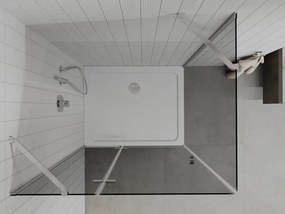 Mexen Roma, sprchový kút s krídlovými dverami 80 (dvere) x 100 (stena) cm, 6mm šedé sklo, chrómový profil + slim sprchová vanička biela + chrómový sifón, 854-080-100-01-40-4010