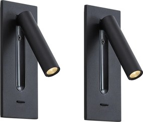 Sada 2 moderných nástenných svietidiel čierna vrátane LED - Plaza