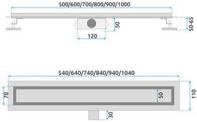 Rea Neox, odtokový sprchový žľab 80 cm, brúsená oceľ, REA-G2503