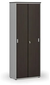 Kancelárska skriňa so zasúvacími dverami PRIMO GRAY, 2128 x 800 x 420 mm, sivá/wenge