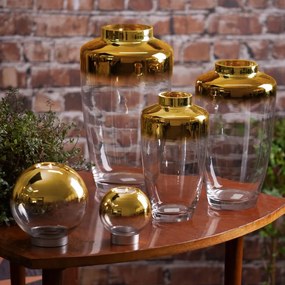 Dekorstudio Dekoratívna sklenená váza ZOJA 20x35cm zlatá