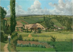 Sklenený obraz - Camille Pissarro, Landscape at Les Pâtis, Pontoise, reprodukcia (70x50 cm)