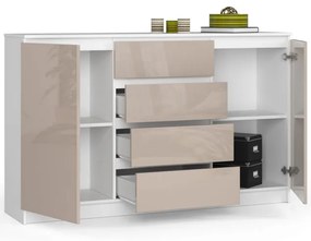 Komoda K160 2D 4SZ CLP cappuccino, lesk