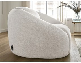 Biele kreslo z textílie bouclé Tina – Bobochic Paris