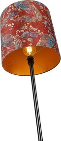 Stojaca lampa čierna tienidlo páv dizajn červený 40 cm - Simplo