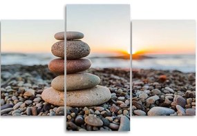 Gario Obraz na plátne Zenové kamene na pláži - 3 dielny Rozmery: 60 x 40 cm