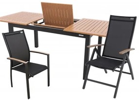Doppler EXPERT WOOD antracit - záhradná hliníková sedacia súprava 4+2+1