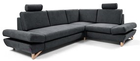 Rozkladacia rohová čalúnená sedacia súprava s úložným priestorom do tvaru L AVESTA pravostranná antracit