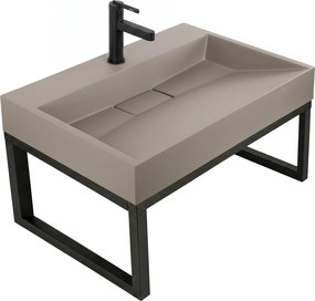 Rea Goya, umývadlo z konglomerátu s čiernou konzolou, 70 cm, béžová, KPL-U4414