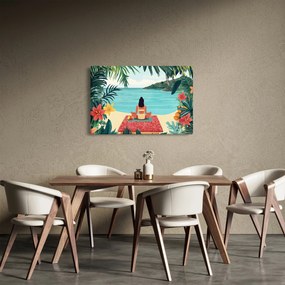 Obraz - Jogínka na pláži (90x60 cm)