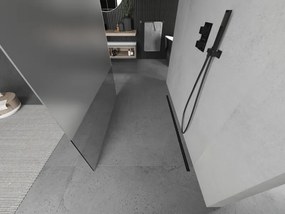 Mexen Kioto, priechodná sprchová zástena 100 x 200 cm, 8mm sklo číre/námraza, 2x čierna stabilizačná rozpera, 800-100-002-70-35