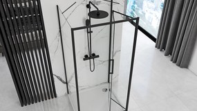 Rea Rapid Fold, 3-stenný sprchovací kút so skladacími dverami 100 (dvere) x 100 (stena) x 195 cm, 6/4mm číre sklo, čierny profil, KPL-09918
