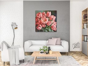 Gario Diamantové maľovanie Romantická kytica tulipánov Rozmery: 50 x 50 cm, Rámovanie: Iba zrolované plátno, Diamanty: Okrúhle