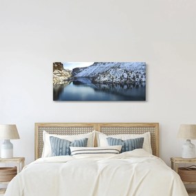 Obraz - zimná krajina s jazerom (120x50 cm)