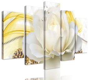 5-dielny obraz luxusný kvet s perlami