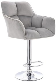 LuxuryForm DESIGN Barová stolička AMALFI VELUR na striebornom tanieri - svetlo šedá