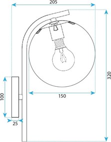 Toolight Toolight, nástenné svietidlo 1xE27, G104-1W, zlatá lesklá, OSW-09729