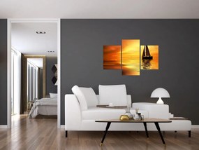Obraz - Plachetnica pri západe slnka (90x60 cm)