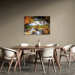 Sklenený obraz - Vodopády Huay Mae Khamin, Thajsko (70x50 cm)
