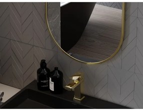 Mexen Loft, oválne kúpeľňové zrkadlo 80 x 40 cm, farba rámu zlatá lesklá, 9851-080-040-000-50