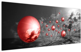 Obraz červených gulí (120x50 cm)