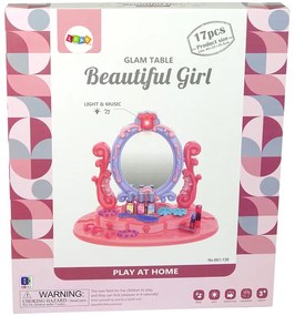 Lean Toys Toaletný stolík so zrkadlom a doplnkami