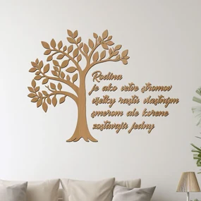 dřevo života Drevený strom Rodina sú korene Farebný vzor: Biela, Rozmery (cm): 79x60