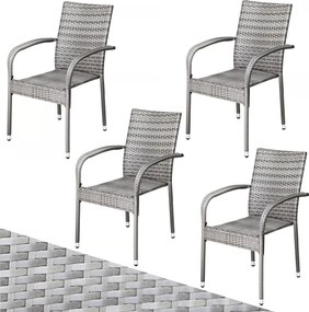 InternetovaZahrada Ratanové stoličky Comfort 4 ks - sivá
