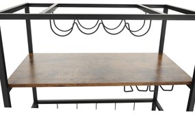 Rustikálny servírovací stolík na kolieskach Silvius - dub smoke / čierna