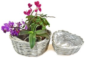 Kvetináč srdce šedé - set 3 ks