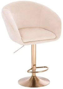 LuxuryForm DESIGN Barová stolička VENICE VELUR na zlatom tanieri - krémová