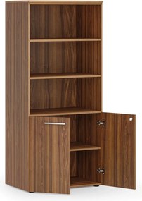 Kombinovaná kancelárska skriňa PRIMO WOOD, nízke dvere, 800 x 500 x 1781 mm, orech