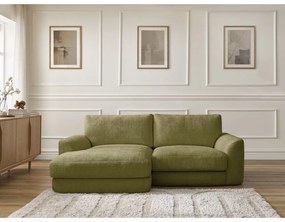 Khaki ženilková rohová pohovka (ľavý roh/s leňoškou) Leonore – Bobochic Paris