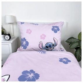 Svetloružové bavlnené detské obliečky na jednolôžko 140x200 cm Lilo &amp; Stitch "Pink" – Jerry Fabrics