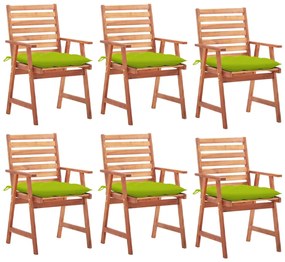 Vonkajšie jedálenské stoličky 6 ks s podložkami masívne akáciové drevo 3078373