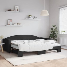 Rozkladacia denná posteľ s matracmi čierna 90x200 cm látka 3197208