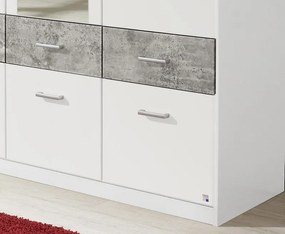 Šatníková skriňa Bremen, 136 cm, biela/šedý betón