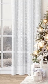 VIANOČNÁ ZÁCLONA NA KRÚŽKOCH SNOW 140X250 CM VZOROVANÁ