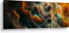 Obraz - Tvár vo vesmíre (s hodinami) (90x30 cm)