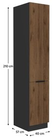 Potravinová kuchynská skriňa Monzesa 40 DK 210 2F (orech okapi + čierna) . Vlastná spoľahlivá doprava až k Vám domov. 1096974