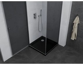 Mexen Pretoria, sprchovací kút 100 (dvere) x 100 (stena) cm, 6mm šedé sklo, chrómový profil + čierna sprchová vanička, 852-100-100-01-40-4070