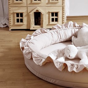 Mini hnízdo pro děti s volánem pudrově růžová