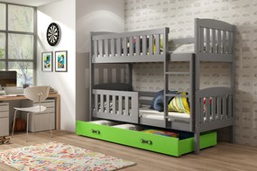 Interbeds Poschodová posteľ Kubus grafit so šuplíkom 200cm x 90cm - zelená