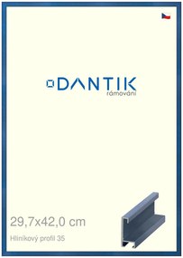 DANTIK rám na obraz 29,7x42 | ALU Dýha barevná modrá královská (Plexi Čiré)
